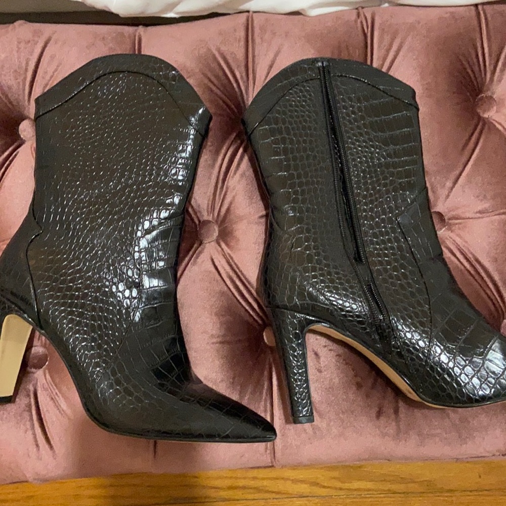 Chinese laundry black croc cowboy boots